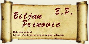 Biljan Primović vizit kartica